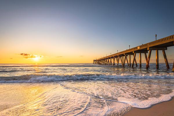 Johnnie Mercers Fishing Pier at sunrise in Wrightsville Beach