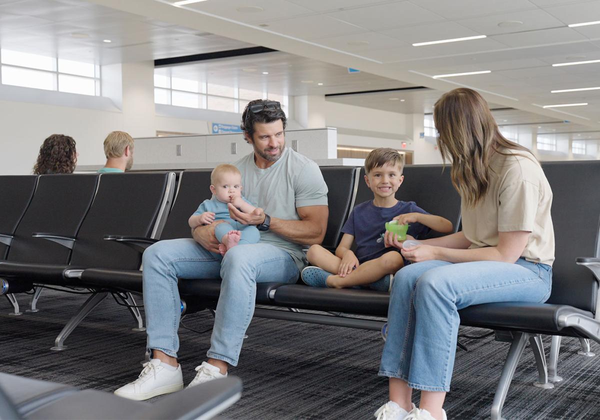 family at gate